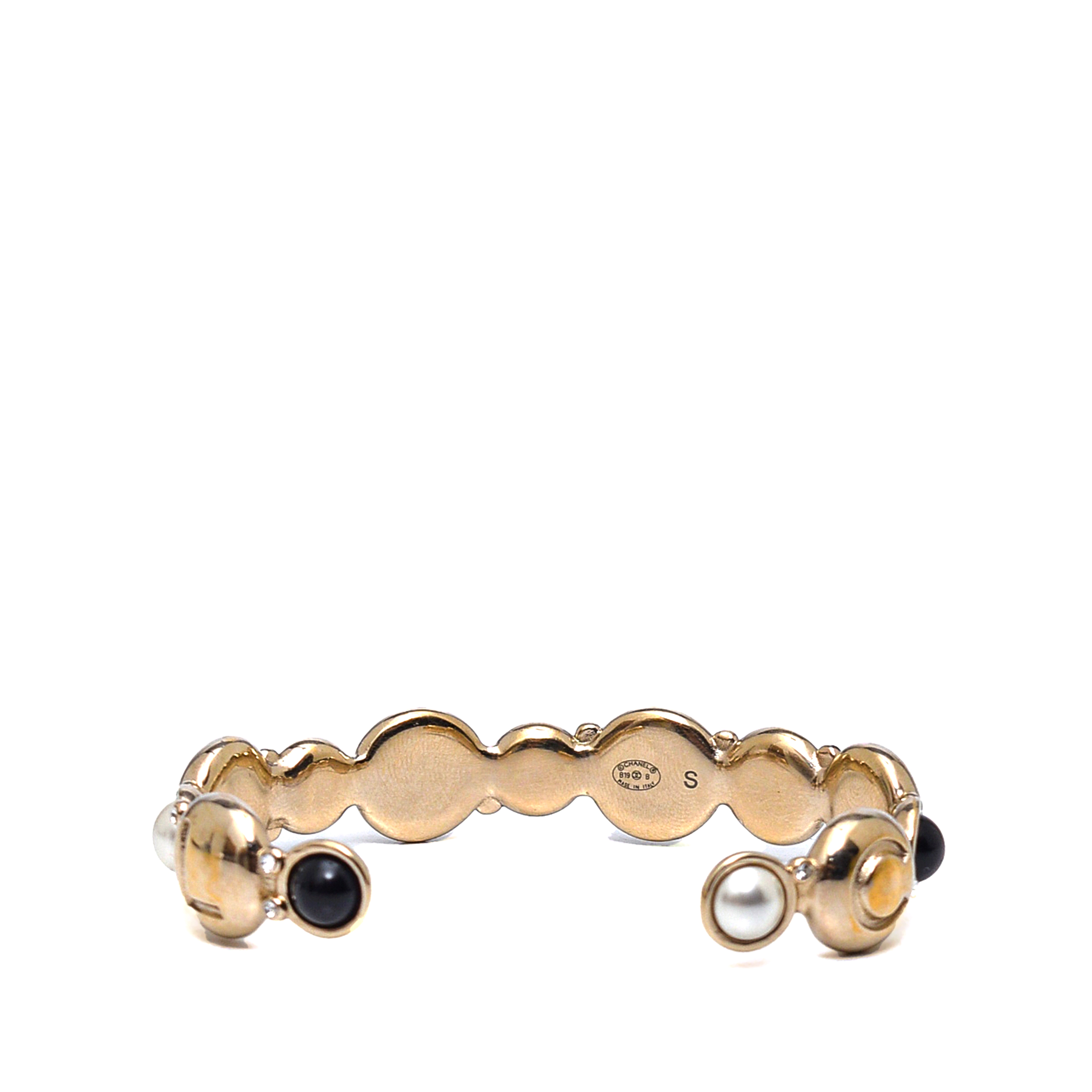 Chanel - Light Gold Pearl and Logo Plaka Bracelet